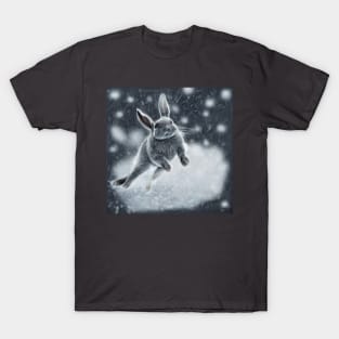 Rabbit Jumping in Snow T-Shirt